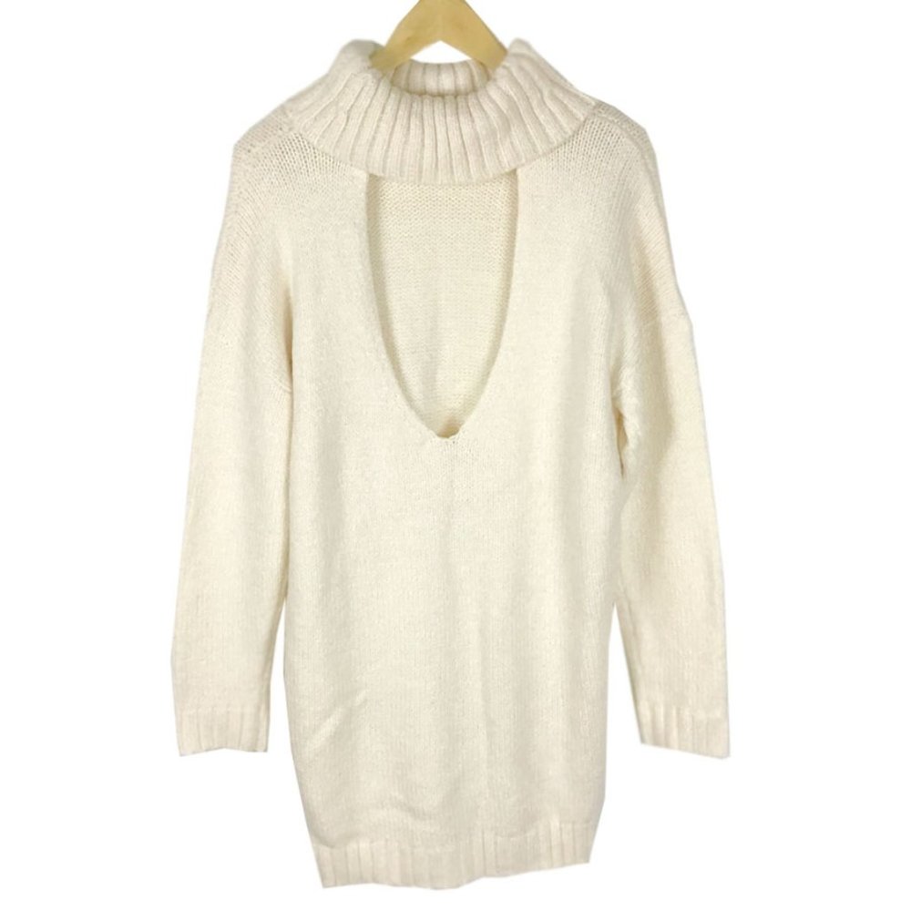 ASOS Open Back Knitted Roll Neck Off White Sweater - Picture 6 of 10